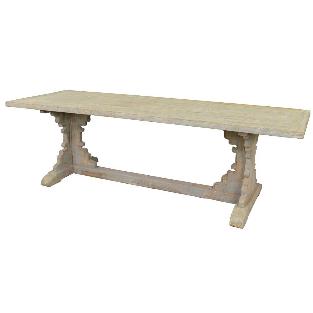 Distressed Light Blue Dining Table Farmhouse Chic Style