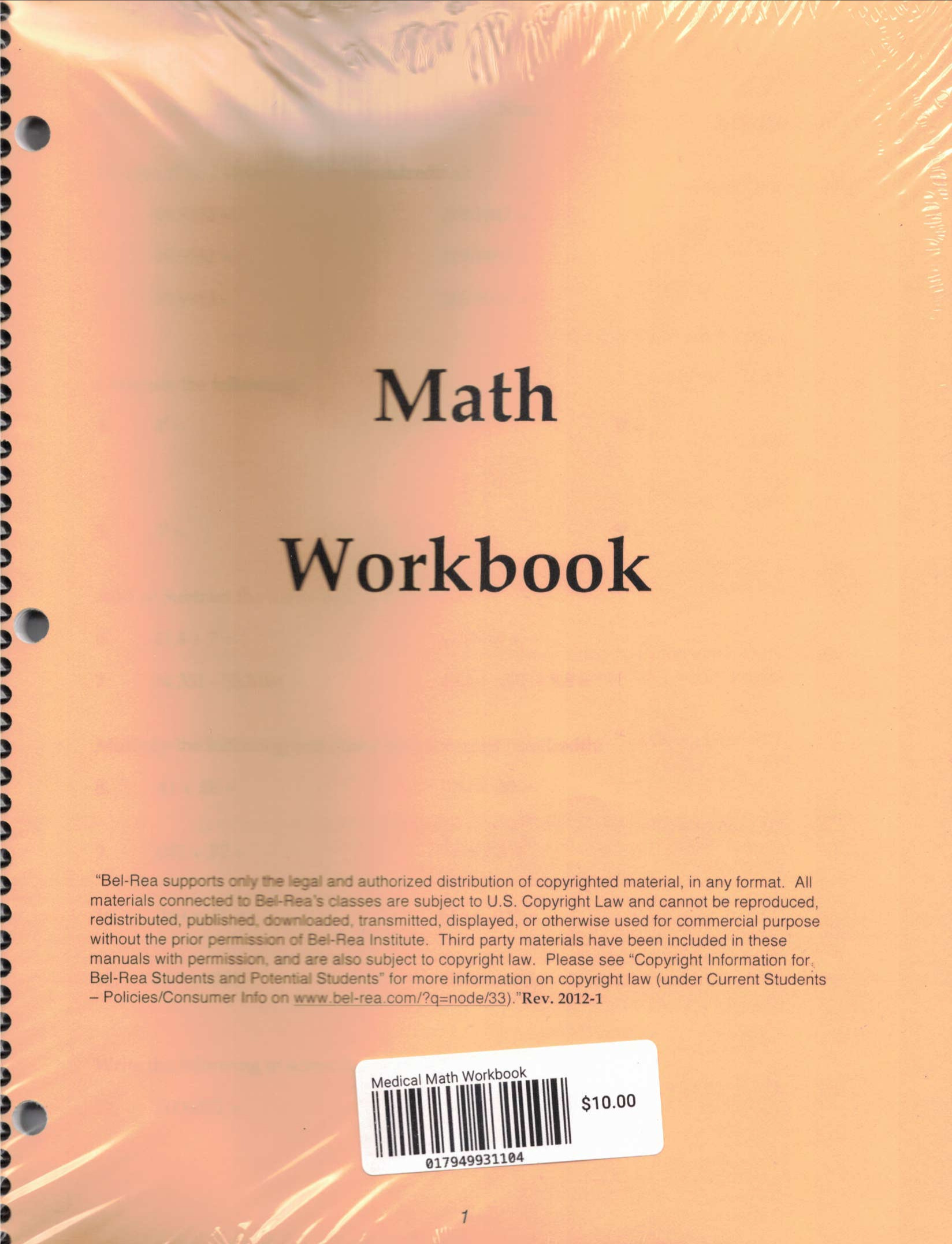 Medical Math Workbook Manual BelRea Institute of Animal Technology