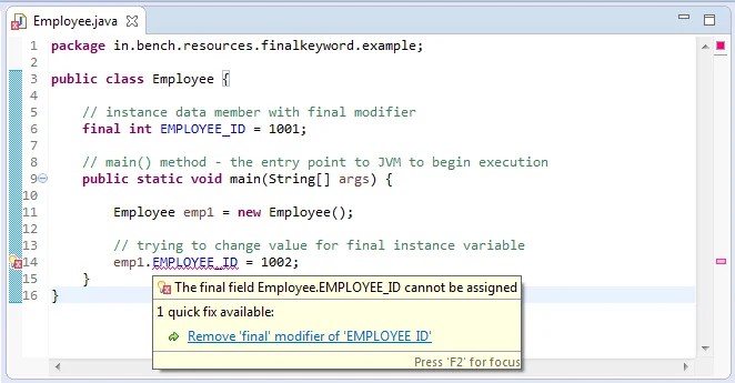 Java final keyword