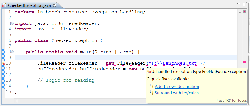 Checked Exception v/s Unchecked Exception