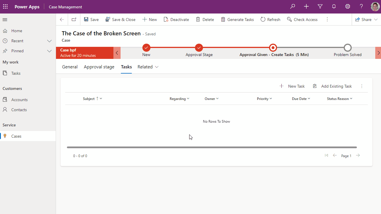 Create a Custom Page Dialog to generate Tasks