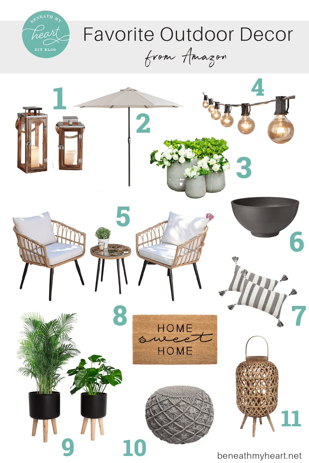 Favorite Outdoor Decor from Amazon Beneath My Heart