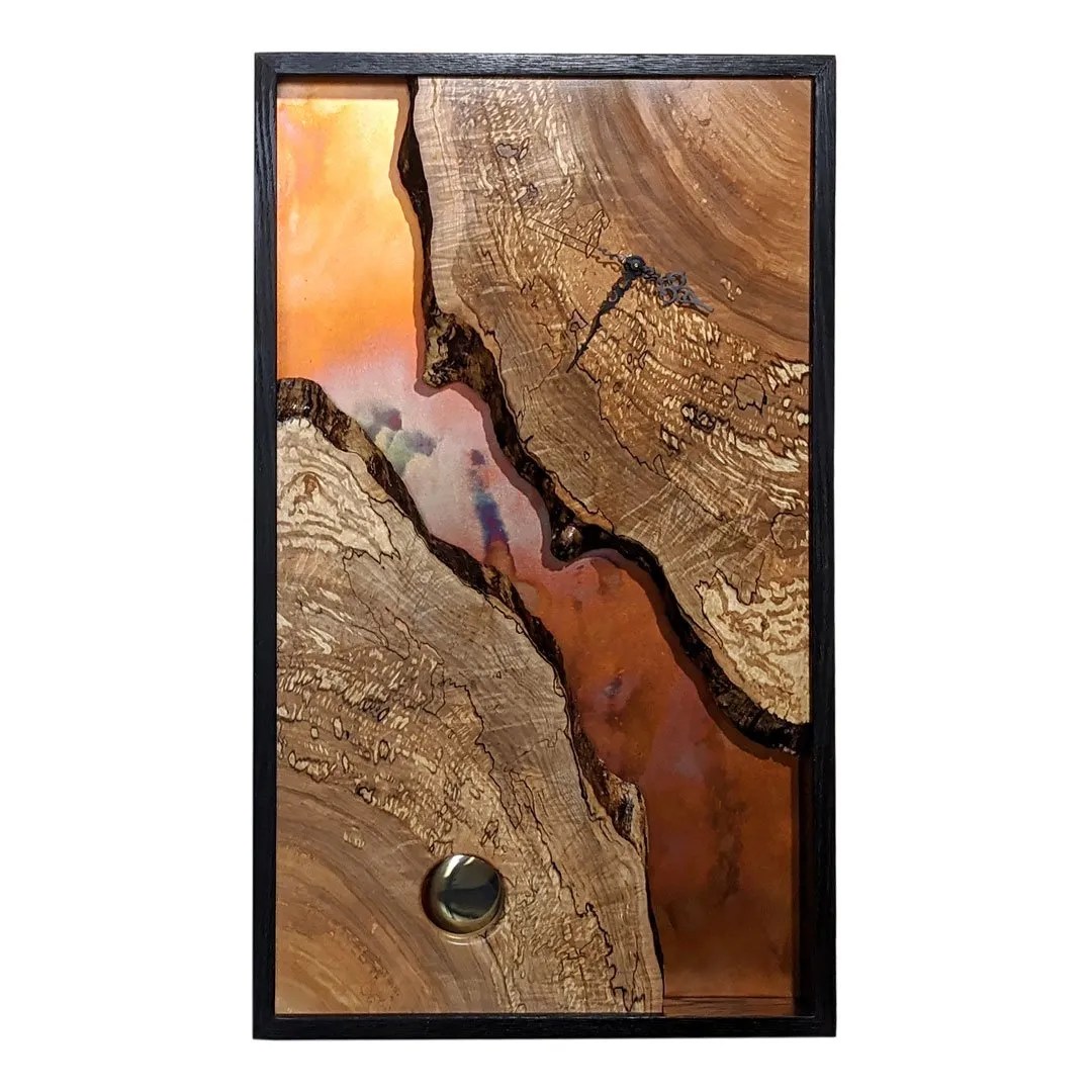 Live Edge Shadow Box Clock Random Heat