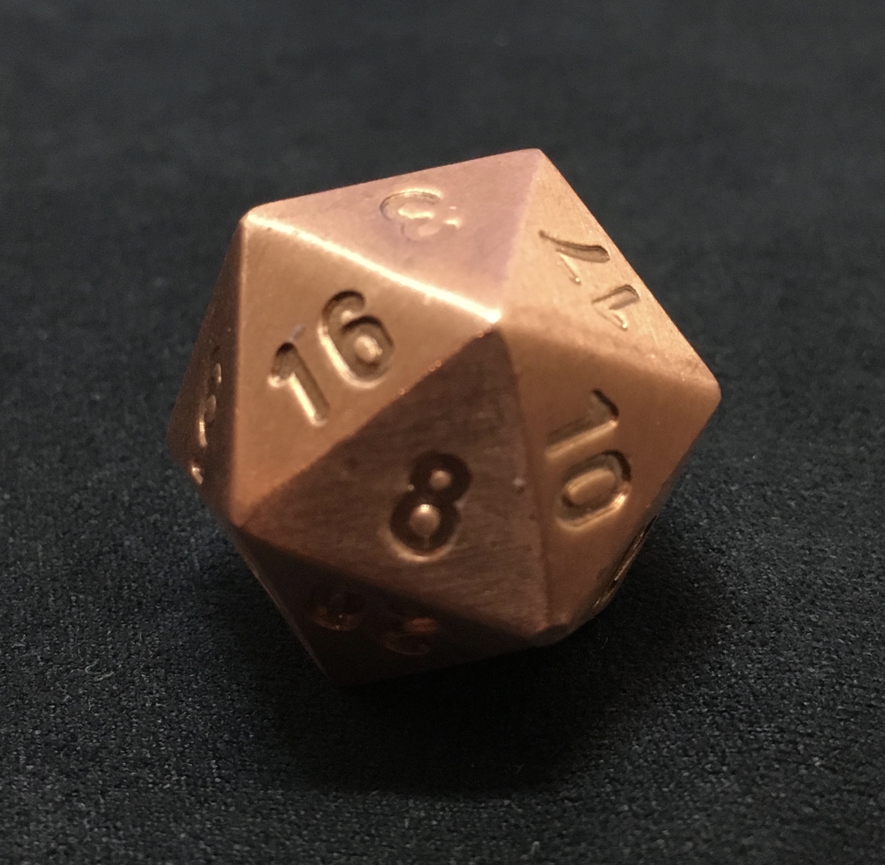 Pure Copper d20 from Norse Foundry