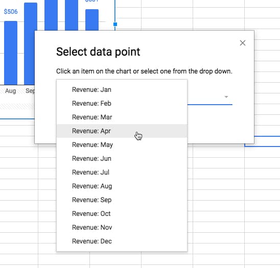 How can I format individual data points in Google Sheets charts?