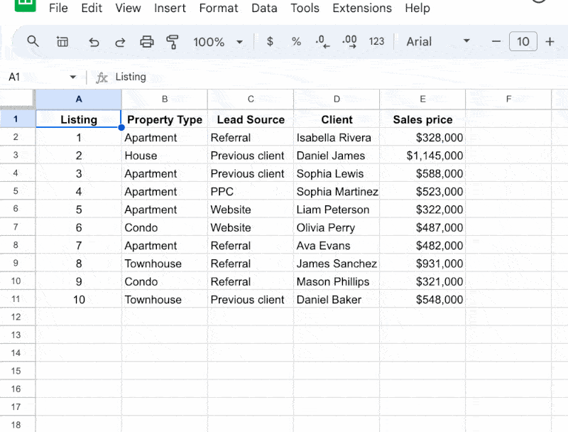 The Complete Guide to Tables in Google Sheets
