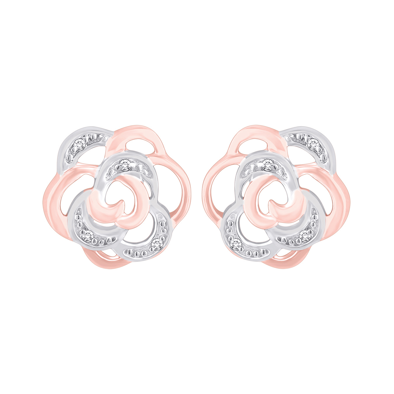 10K Rose Gold Diamond Flower Earrings Ben Moss Jewellers
