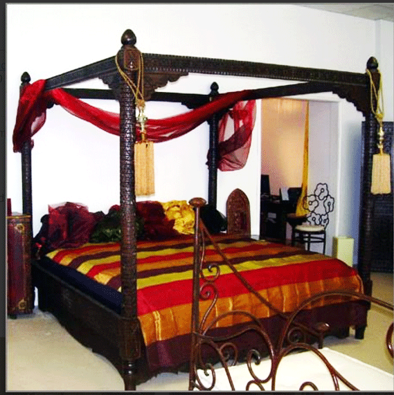 Canopy Bed, Moroccan bed, Moroccan carved bed