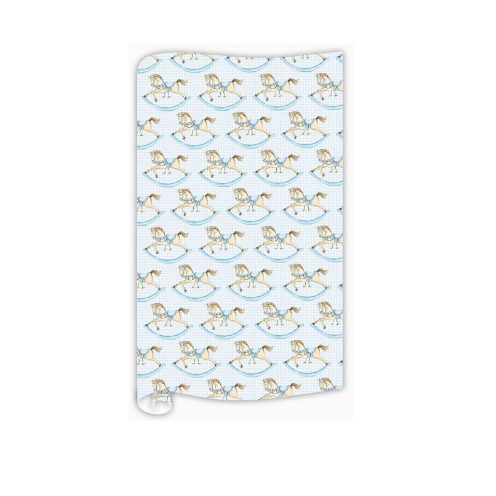 Rosanne Beck Blue Rocking Horses Wrapping Paper Berings