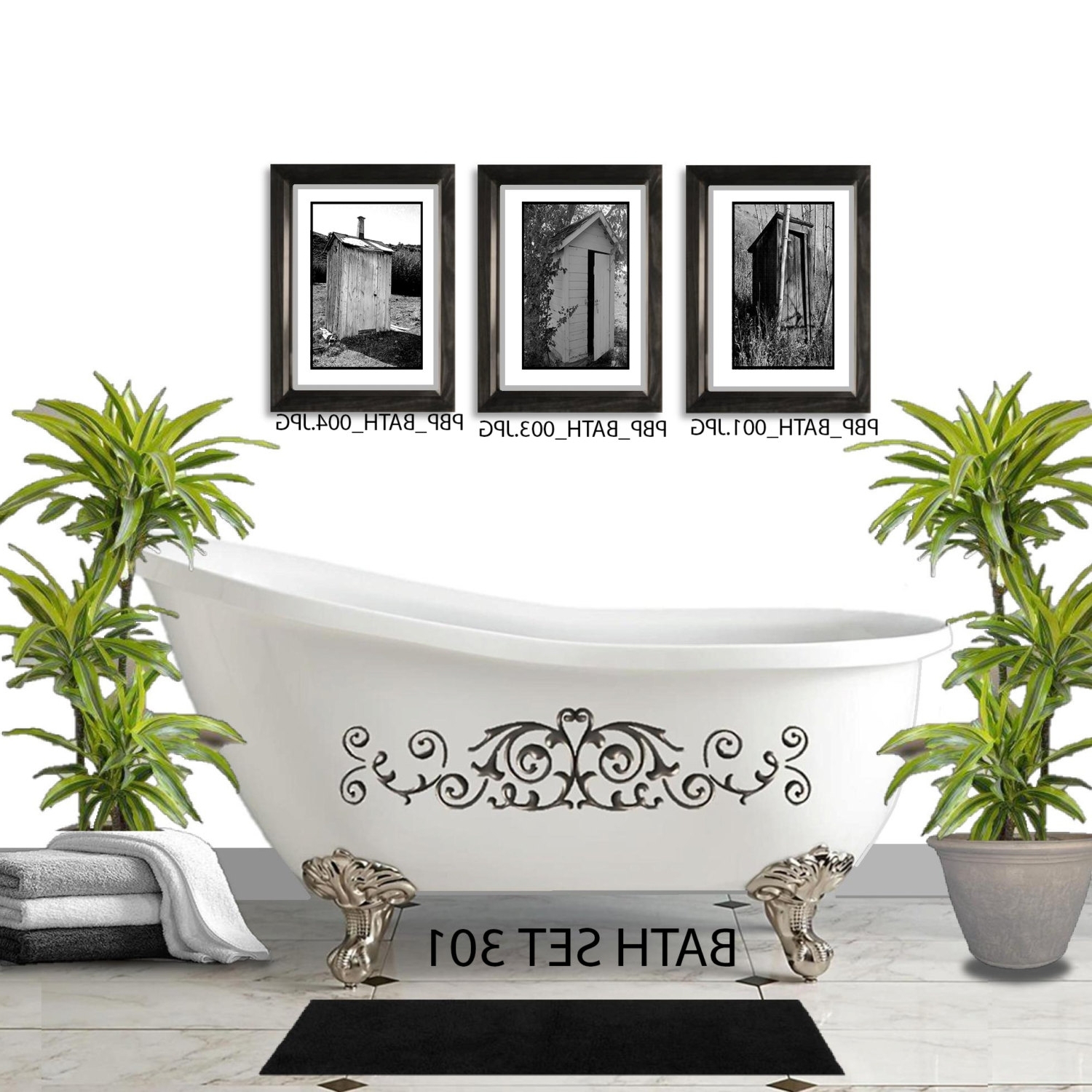 2022 Latest Vintage Bath Framed Art Prints Set of 3