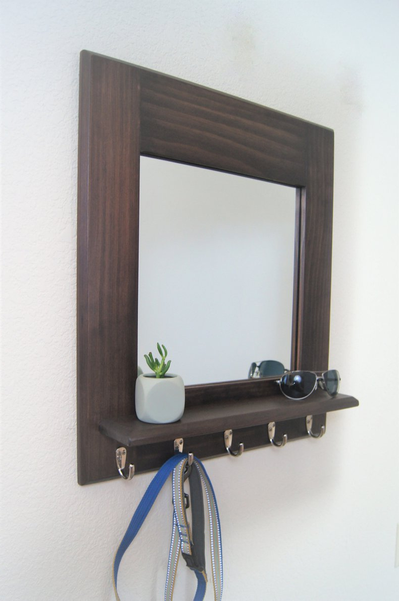 20 Best Ideas Wall Mirrors with Hooks and Shelf