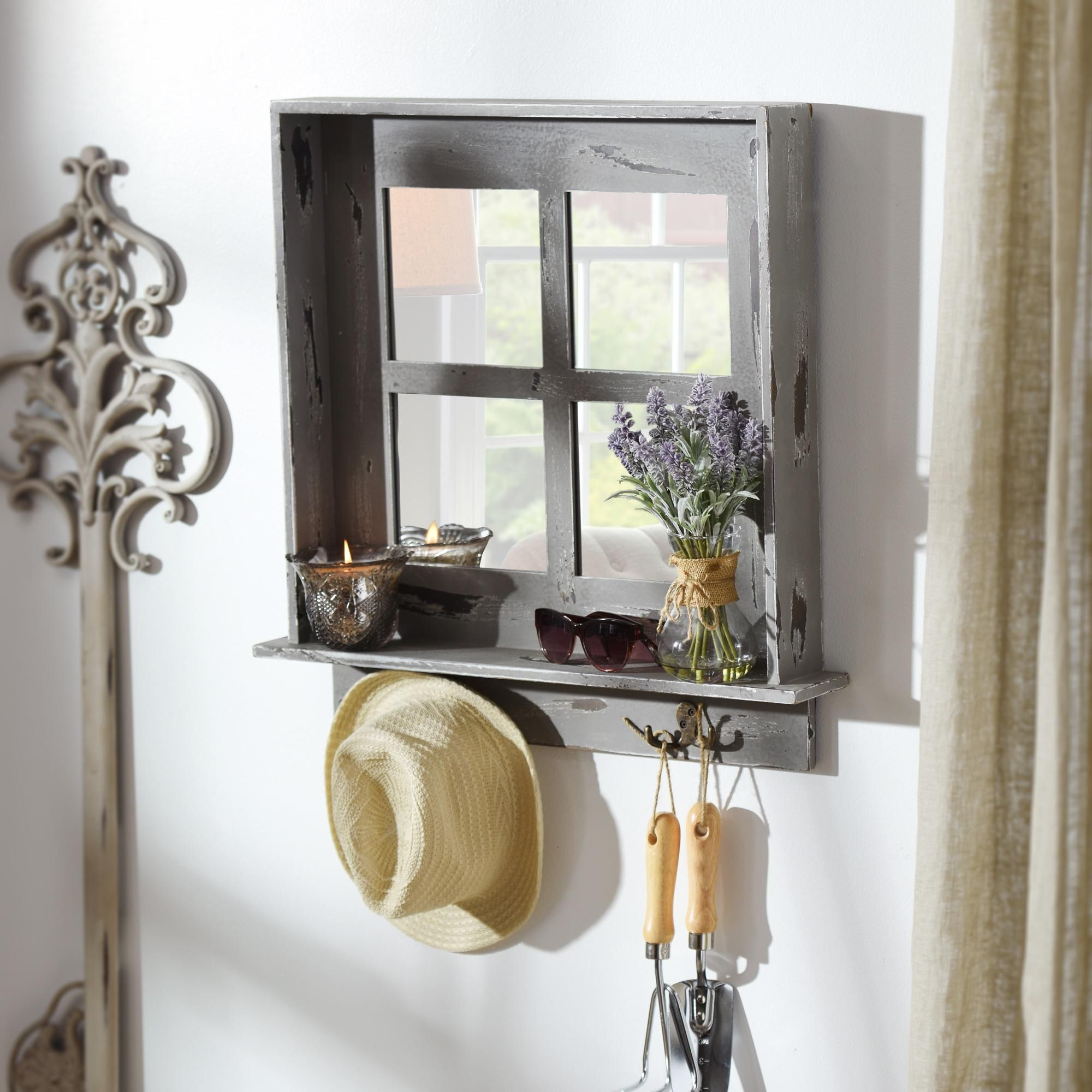 Top 20 of Wall Mirrors with Shelf and Hooks