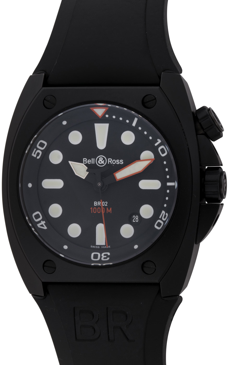 Bell & Ross BR 02 Marine BR0220S SOLD OUT black dial on black rubber strap