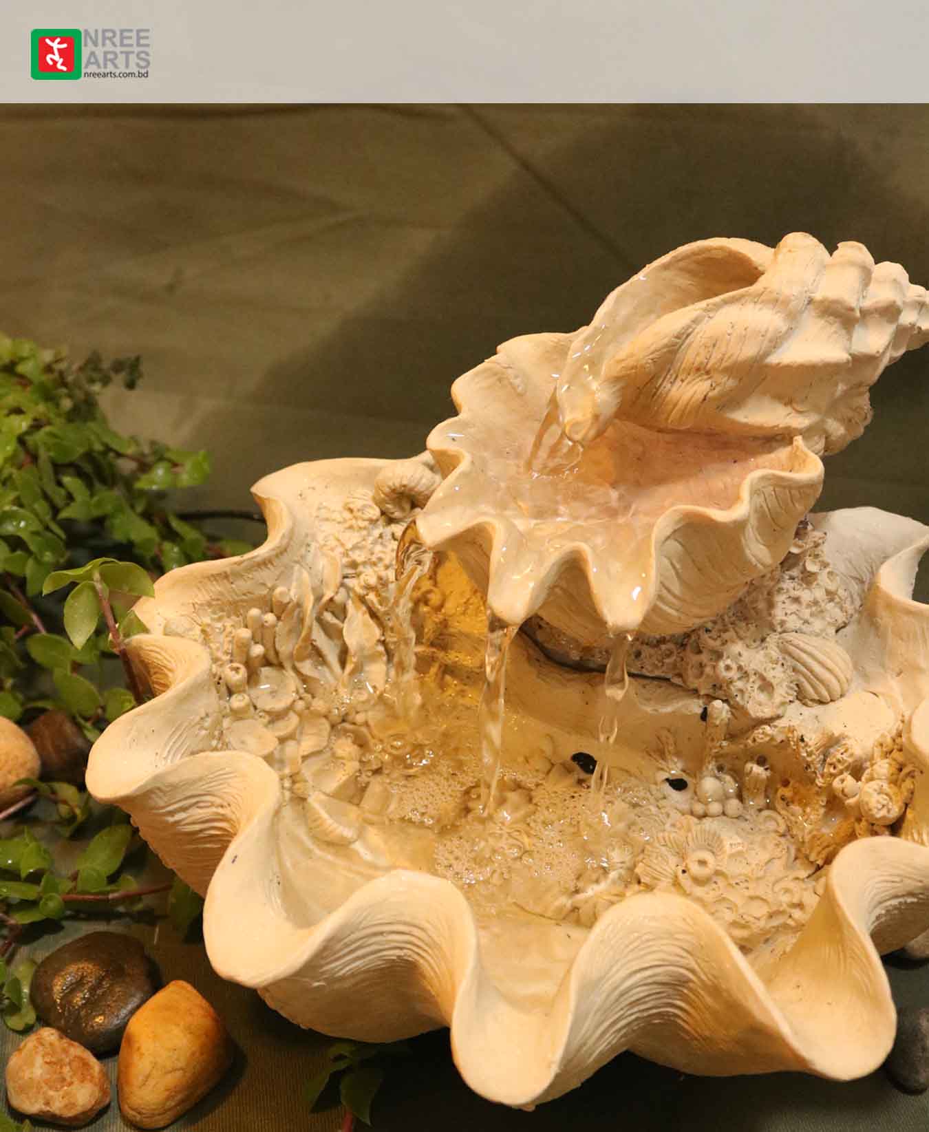 TABLETOP WATER FOUNTAIN SEASHELL WATER FOUNTAIN TBF010 Beshi Deshi