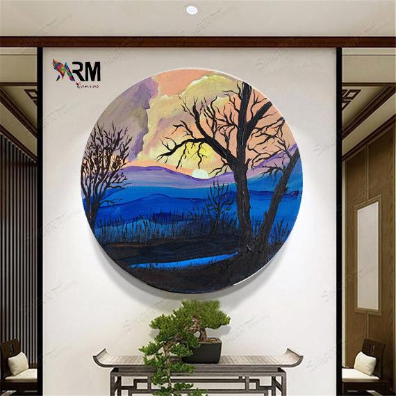 Acrylic colour round canvas hand painting Beshi Deshi