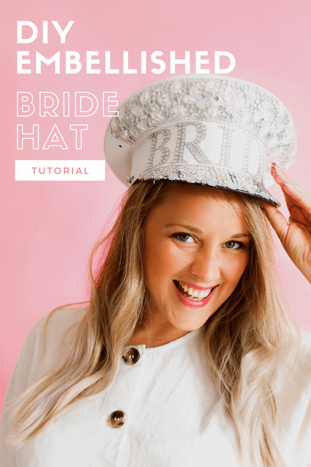 DIY BRIDE EMBELLISHED CAPTAIN HAT FOR WEDDING BACHELORETTE PARTY