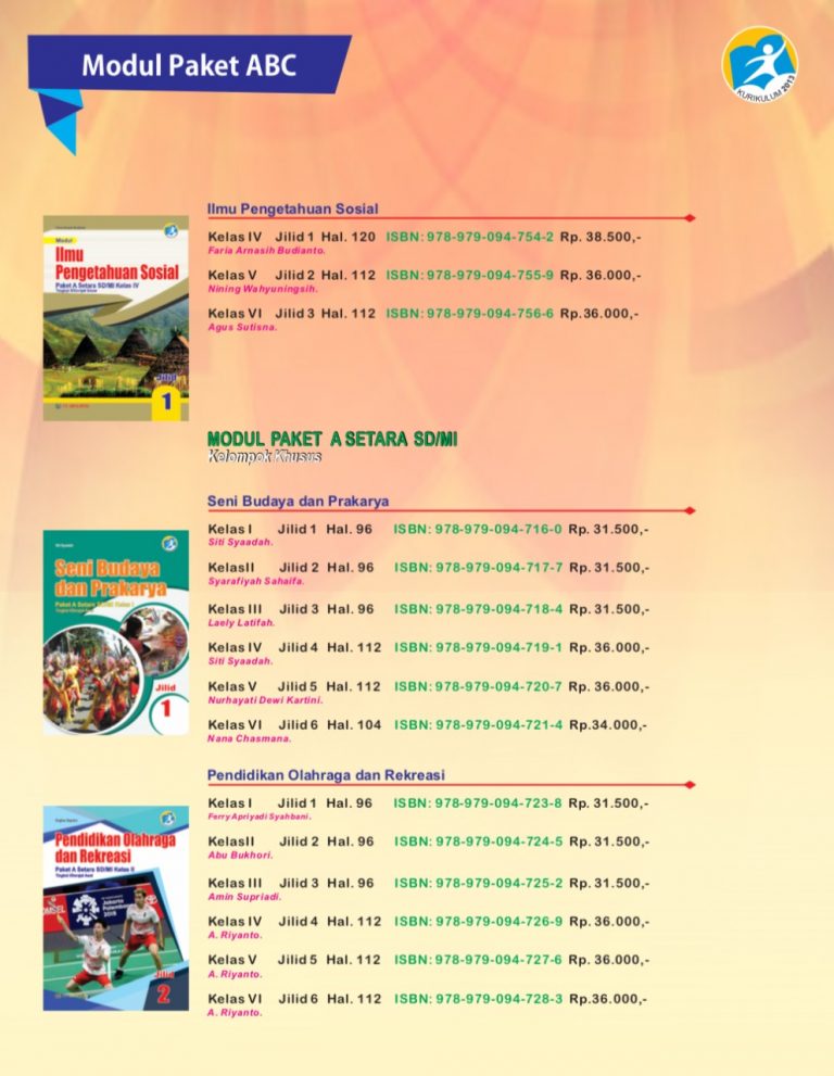 Supplier/Distributor/Jual Buku Modul Paket A Setara SD Arya Duta Best