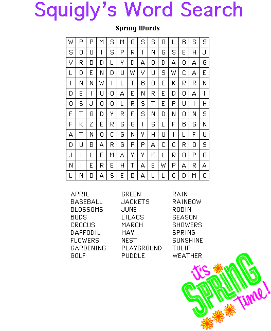 Spring Word Search Best Coloring Pages For Kids