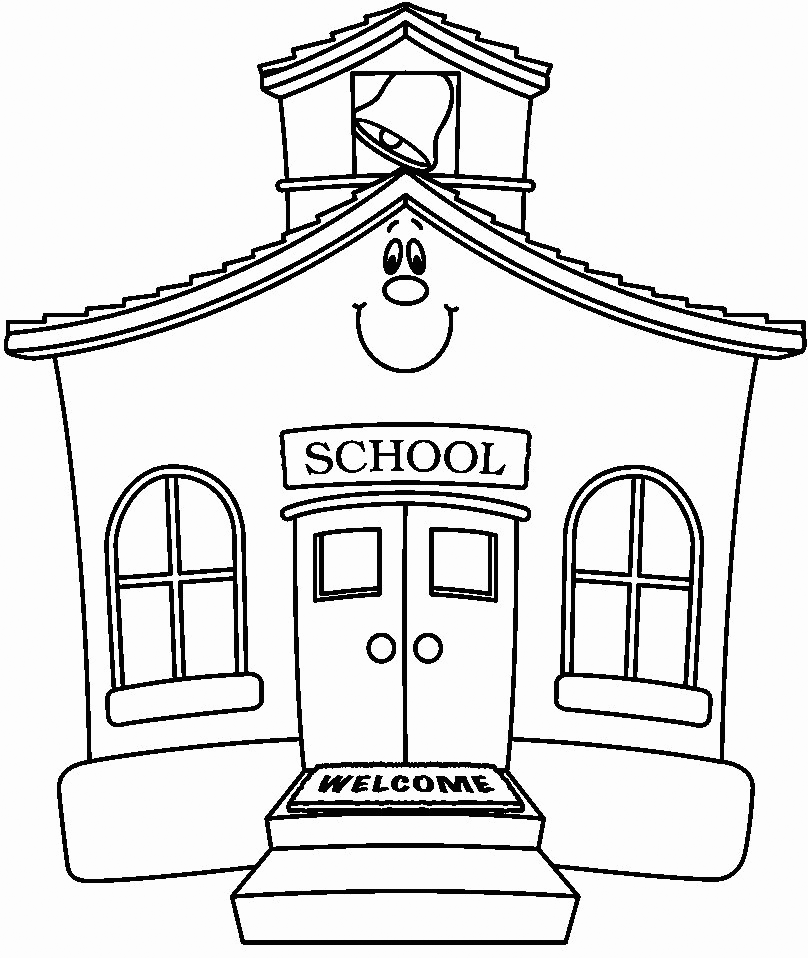 School Building Coloring Page