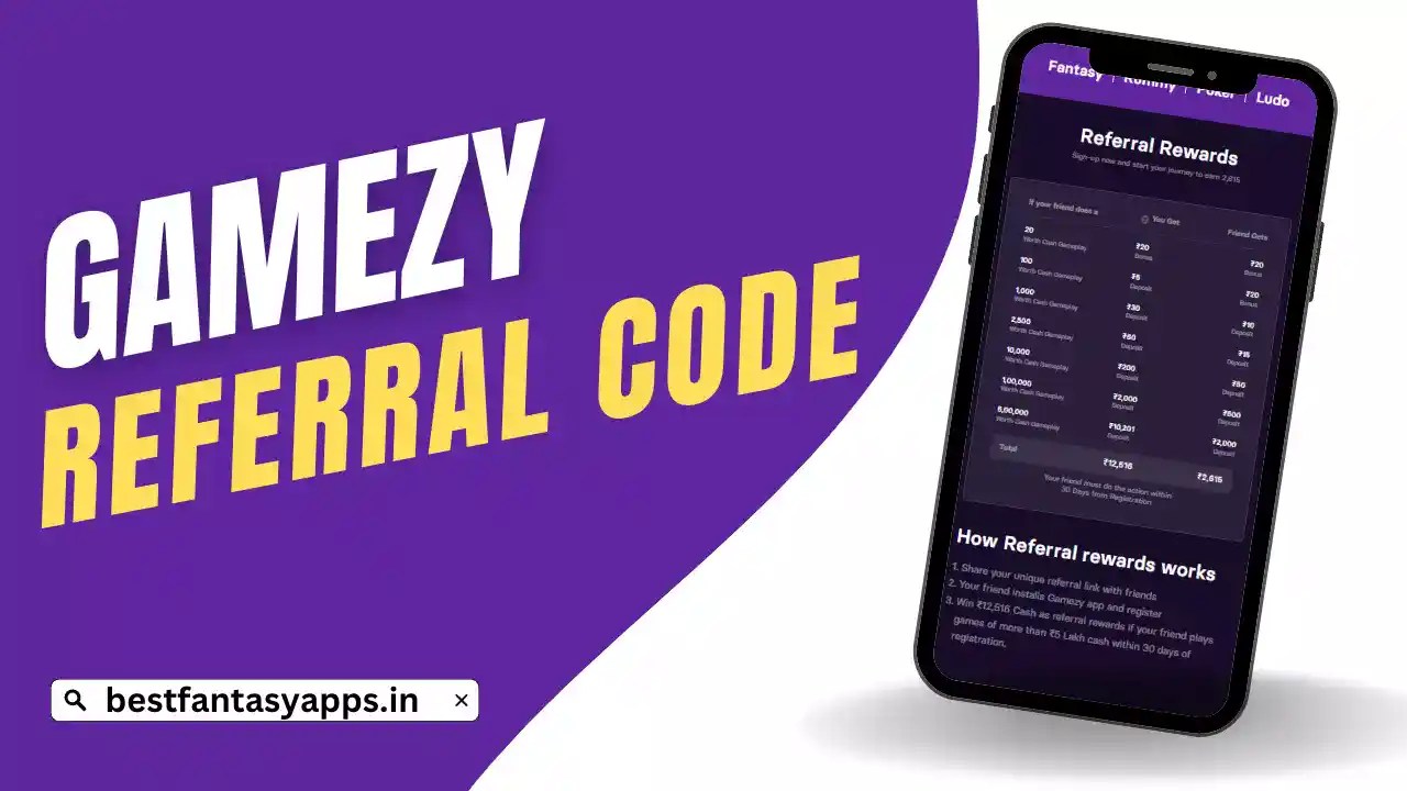 GameZy Referral Code Gamezy Refer and Earn Offer 2024 Best Fantasy Apps