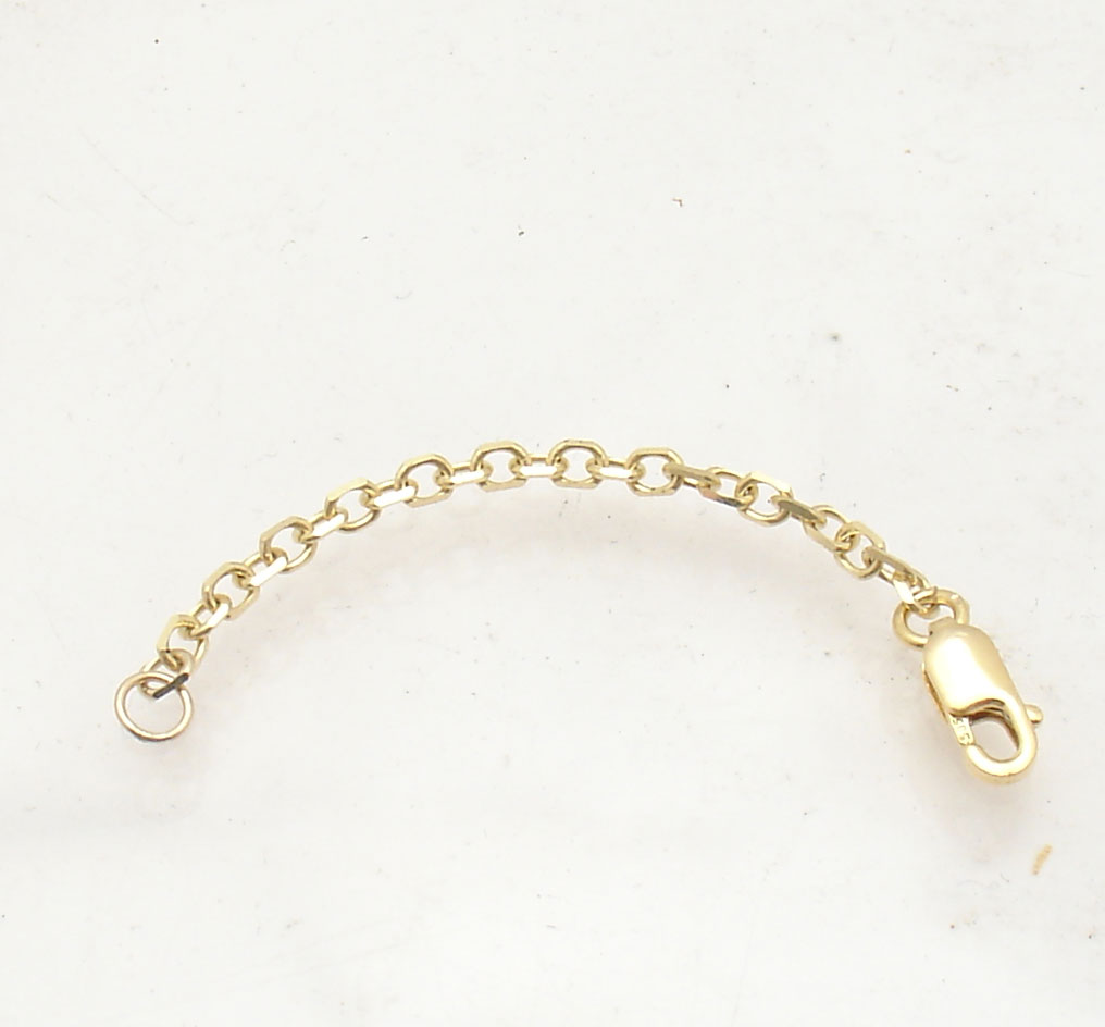 2.3mm Solid Cable Chain Bracelet Necklace Extender Clasp Real 14K