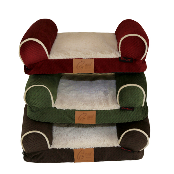 China Supplier EcoFriendly Removable Double Armrest Fleece Pet Bed