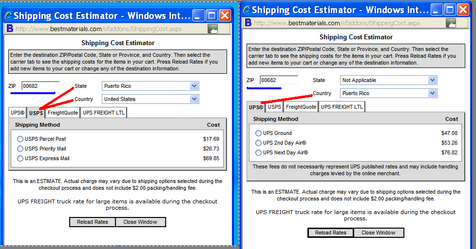 Best Materials Shipping Information Page