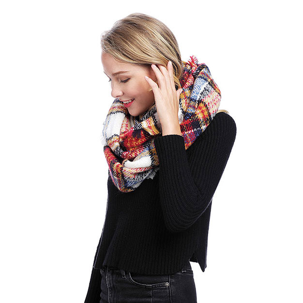 Infinite Possibilities Ivory Plaid Scarf Best of Everything Online