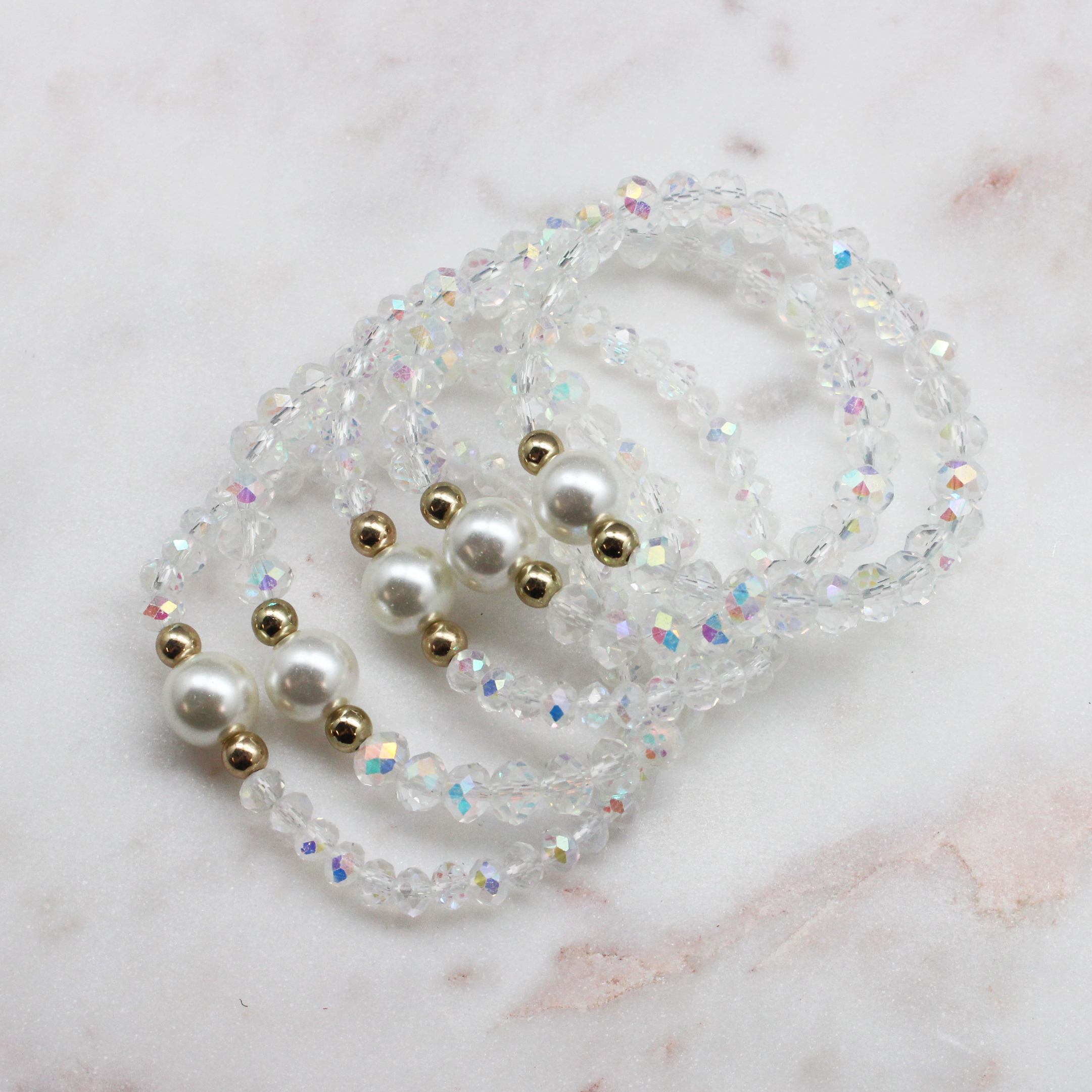 Beaded Stack Bracelet In Clear Best of Everything Online Shopping