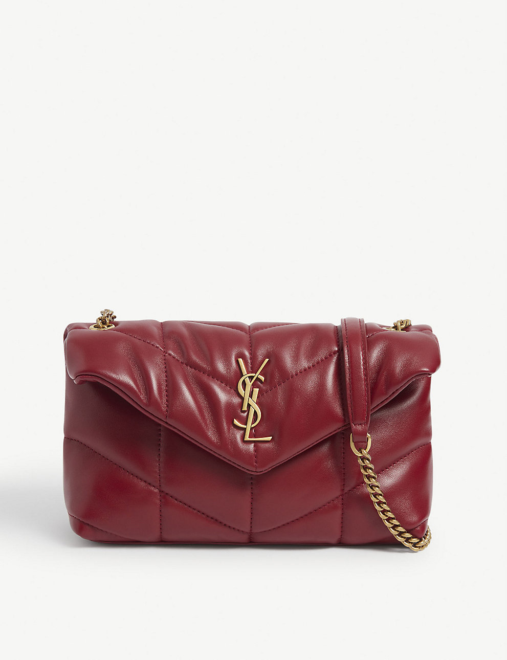 SAINT LAURENT Loulou Puffer leather shoulder bag Rouge Opium Top