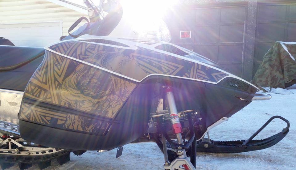 Sled Wrap Installation Snowmobile season is coming. BetaCuts Custom Vinyl Design & Sign Shop