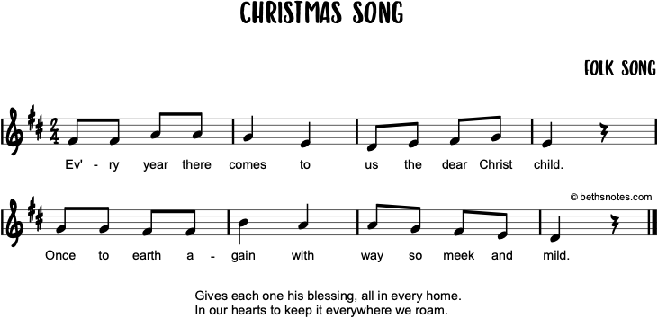 Christmas Song Beth's Notes