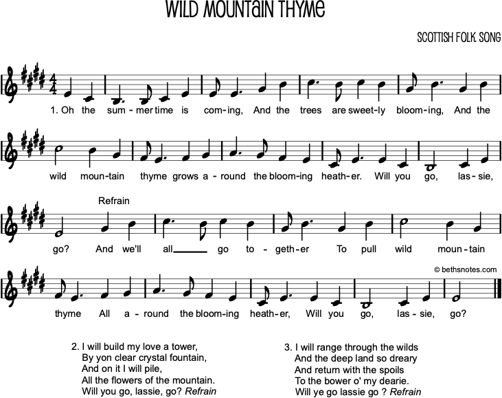 Song Lyrics Wild Mountain Thyme at Aurora Weaver blog
