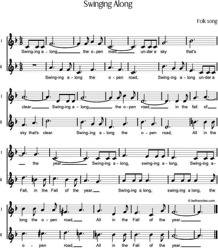 Swinging Along Beth's Notes