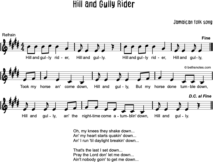 Hill and Gully Rider Beth's Notes Songs & Resources