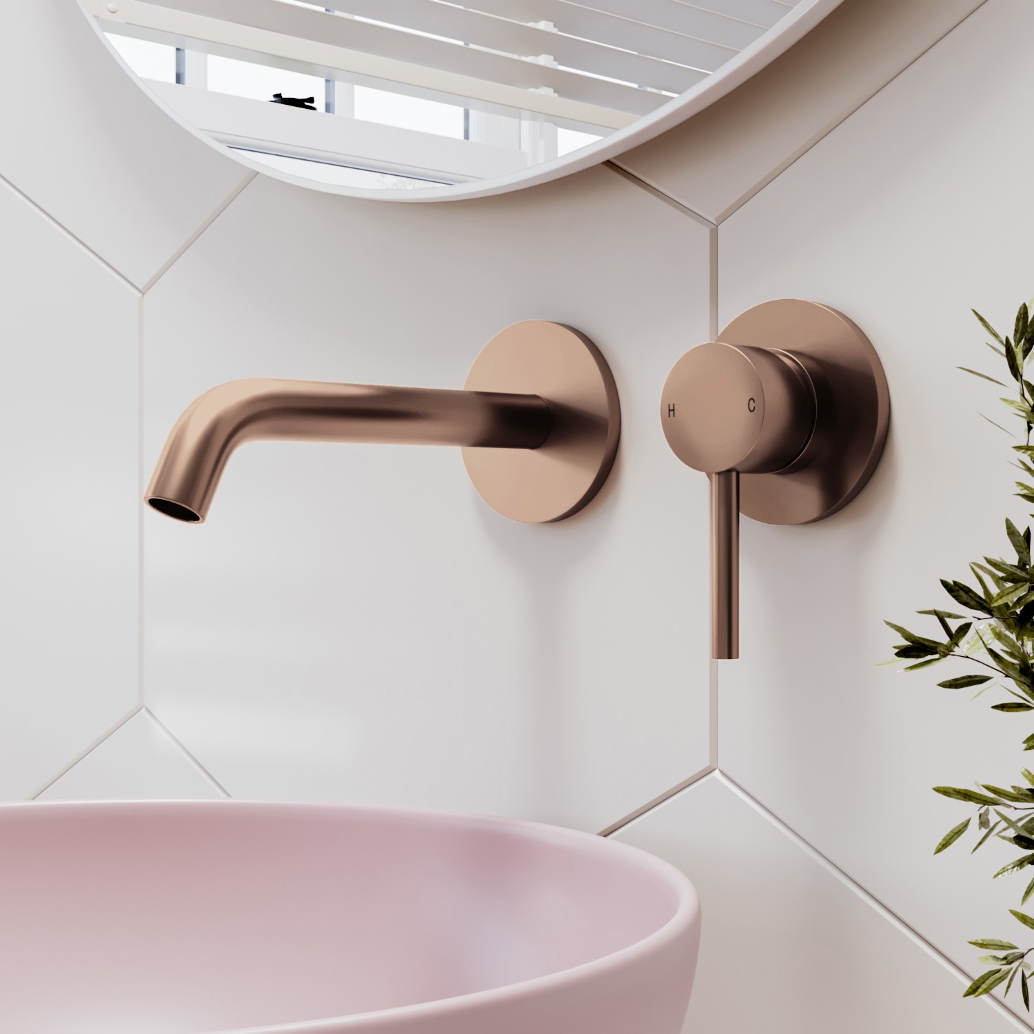 Brushed Bronze Wall Mounted Basin Mixer Tap Arissa Better Bathrooms