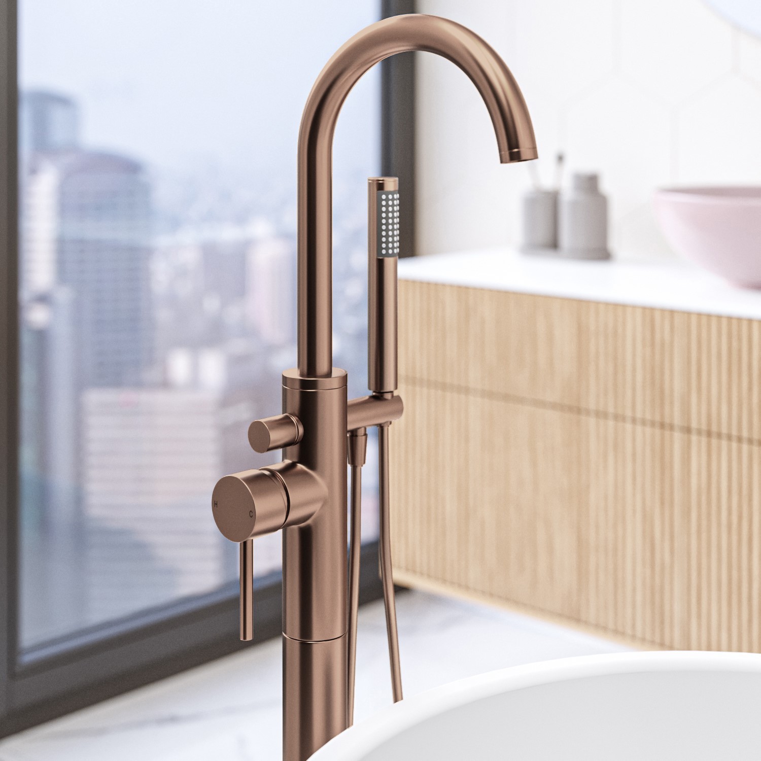Brushed Bronze Freestanding Bath Shower Mixer Tap Arissa Better
