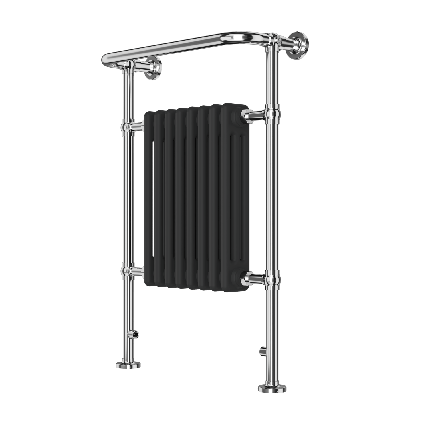 Chrome and Black Heated Towel Rail Radiator 952 x 659mm Regent