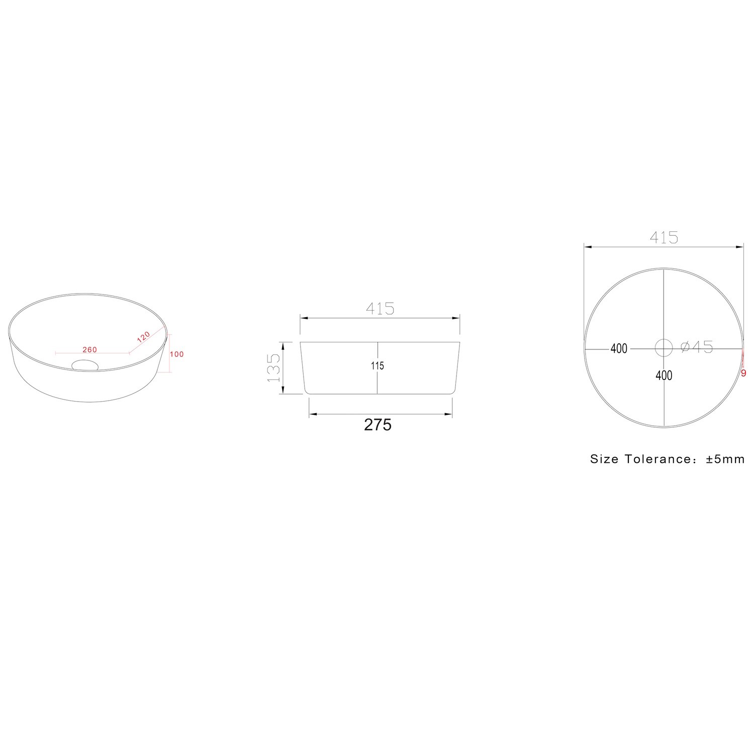 Stone Effect Round Countertop Basin 415mm Torres Better Bathrooms