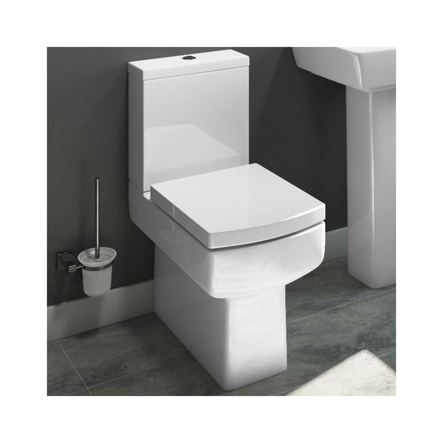 Square Close Coupled Toilet with Soft Close Seat Delta Better Bathrooms