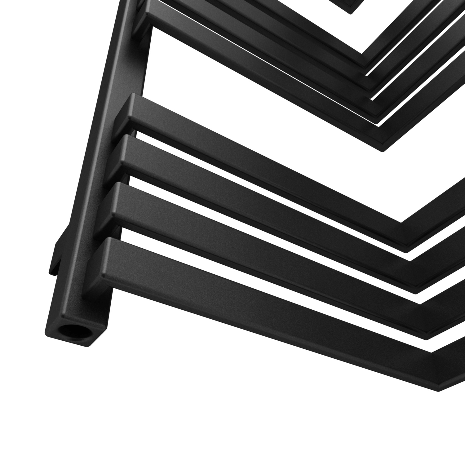 Metallic Black Bathroom Towel Radiator fits on an Internal Corner 735 x