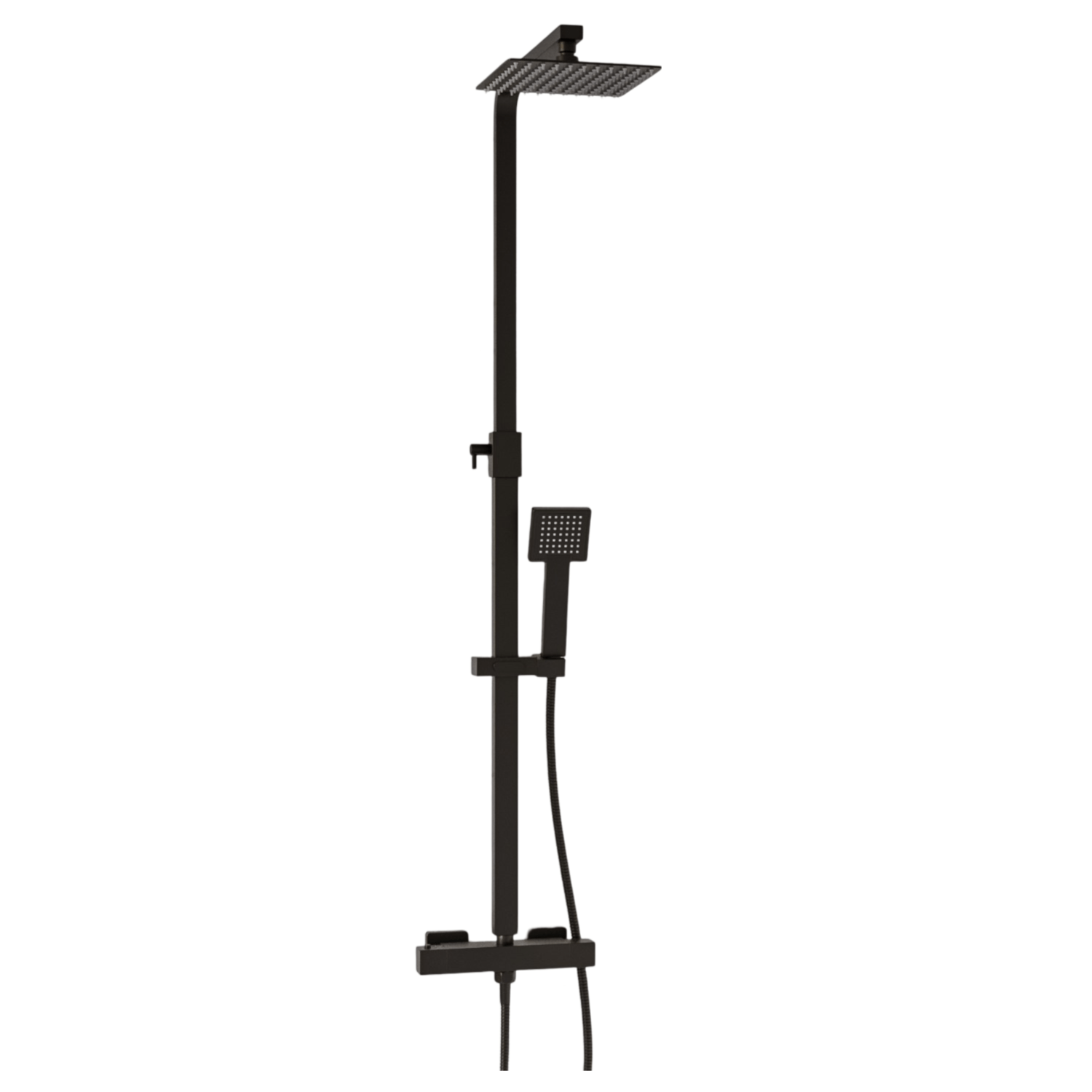 Black Thermostatic Mixer Shower with Square Overhead & Handset Zana