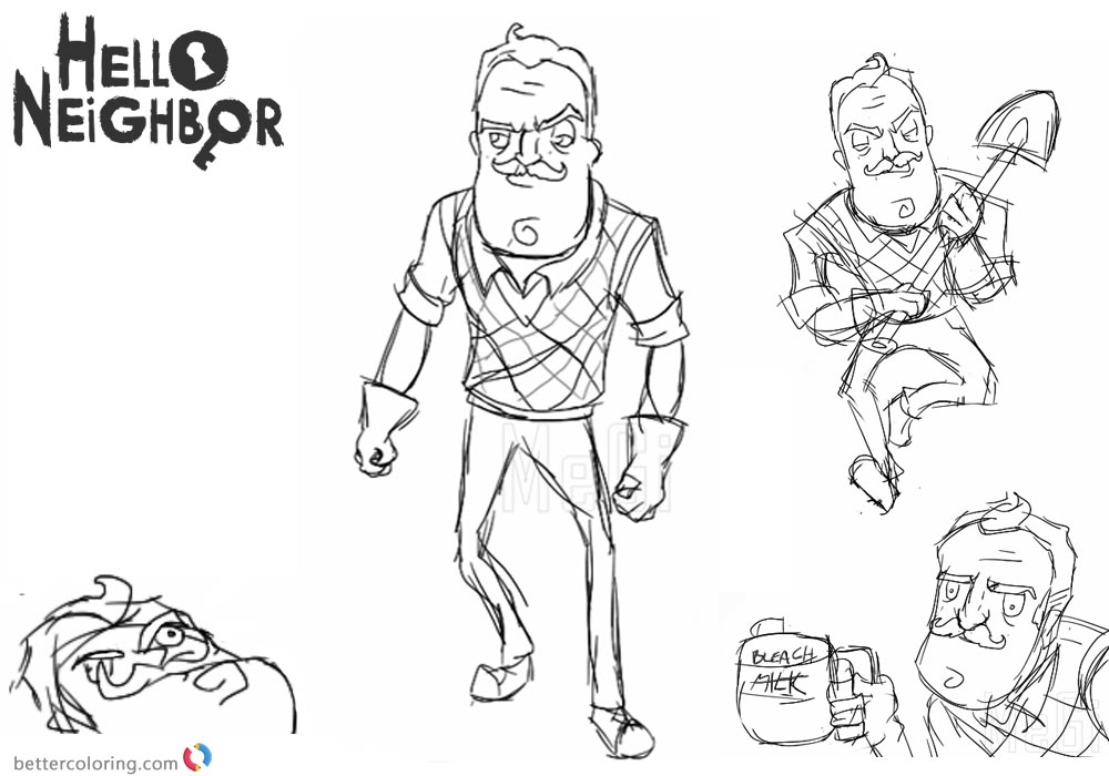 Coloring Pages of Hello Neighbor Sketch by 5megi5 Free Printable