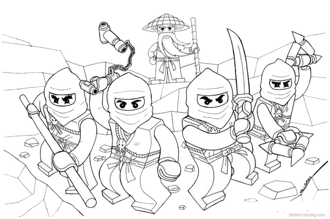 Lego Ninjago Coloring Pages Characters Line Drawing Free Printable Coloring Pages
