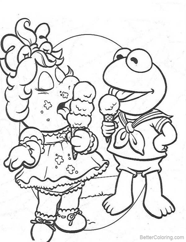 Baby Miss Piggy from Muppet Babies Coloring Pages Free Printable