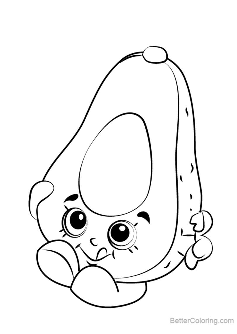 Dippy Avocado from Shopkins Coloring Pages Free
