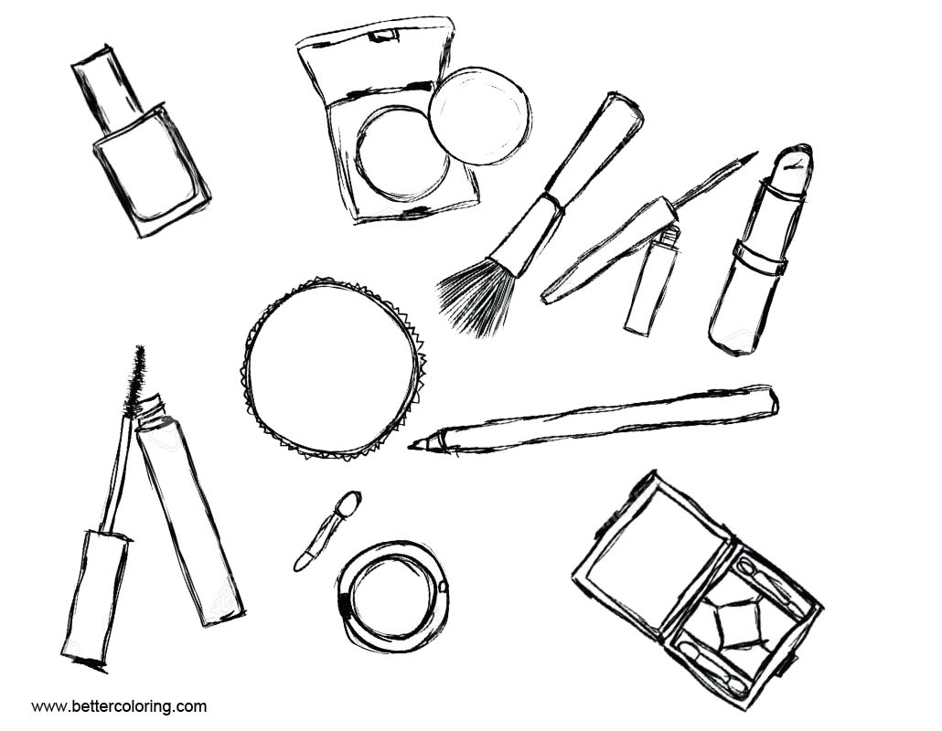 Makeup Coloring Pages Cosmetics Free Printable Coloring Pages