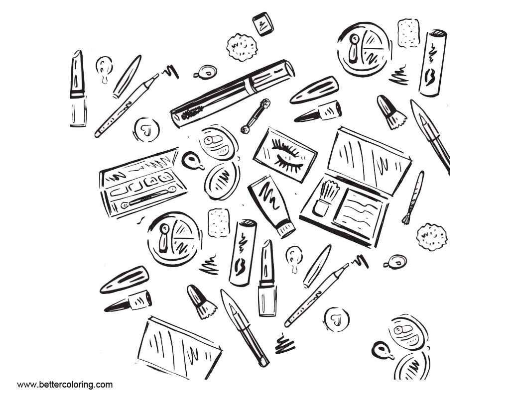 Makeup Coloring Pages Hand Drawing Free Printable Coloring Pages