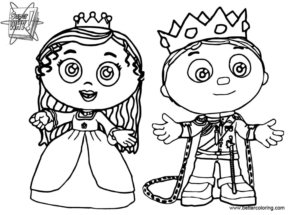 Super Why Coloring Pages Prince Whyatt And Princess Pea Free