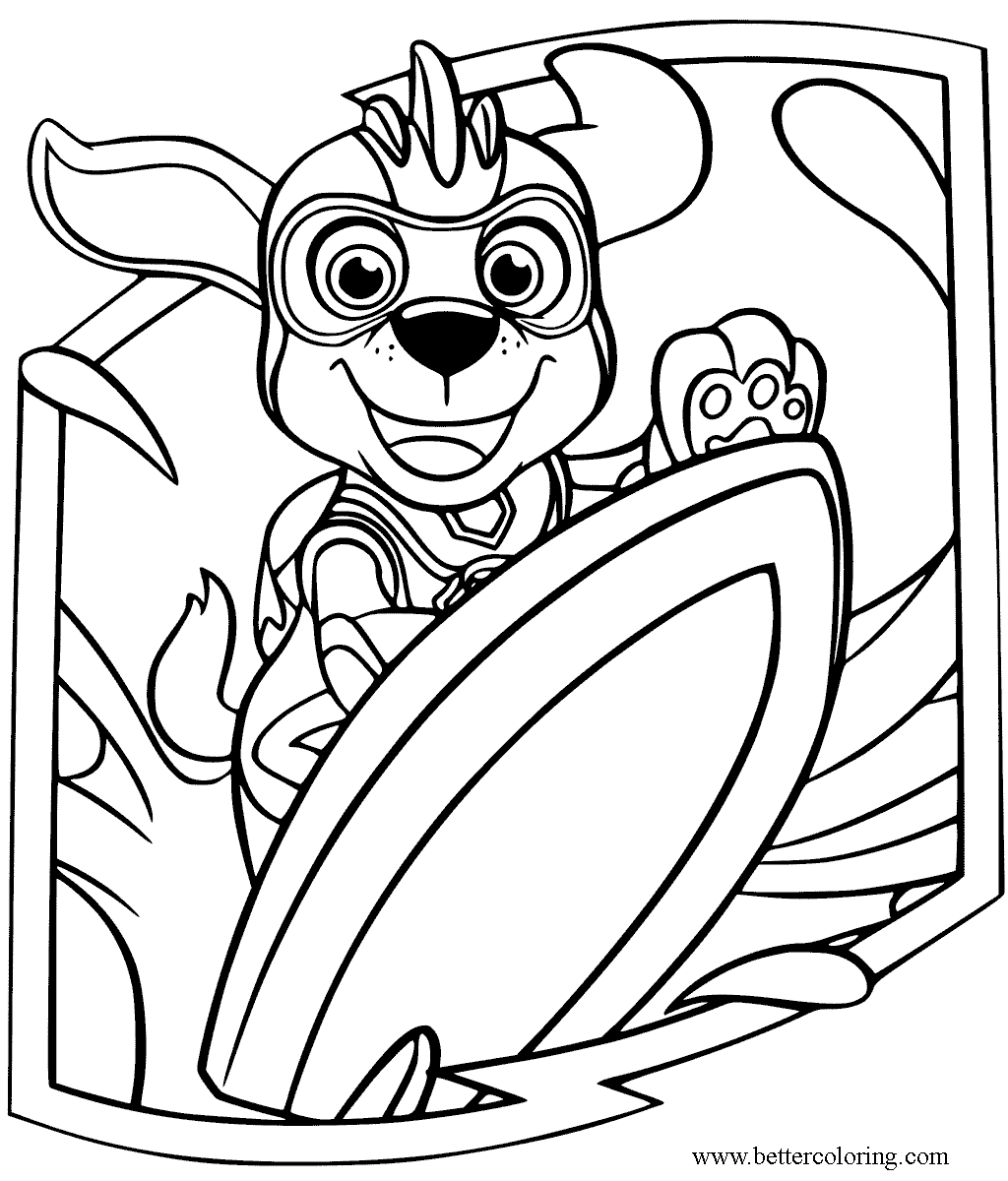 Mighty Pups Surfing Coloring Pages Free Printable Coloring Pages